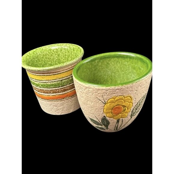 Bitossi Planter Pot Set 3 Londi Italy Pottery Floral Stripe Rosenthal Netter 4" - Picture 14 of 16
